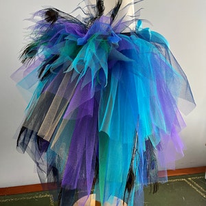 Girls Child Burlesque French Navy Blue Purple Peacock Feathers Tutu Bustle Belt image 4