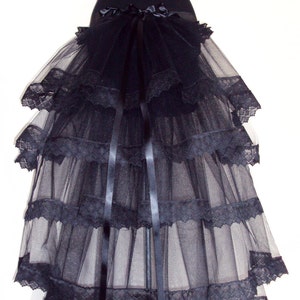 NEW long Black Lace  Steam Punk Goth Bustle TuTu Belt all sizes available