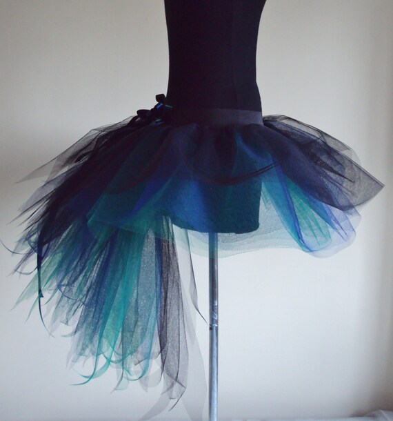 Burlesque Peacock Tutu Skirt Bustle Black Green French Navy All