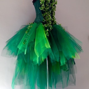 Poison Ivy Katy Perry inspired Burlesque Tutu Skirt and Corset with Silk Ivy Leaves Please chose size at checkout