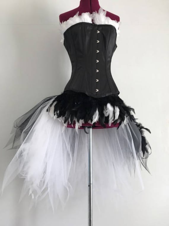 white feather corset