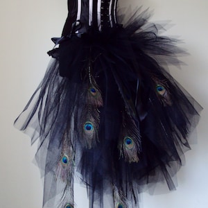 Black Peacock Feather Burlesque  Bustle Belt size U S. and Uk. All sizes available at checkout