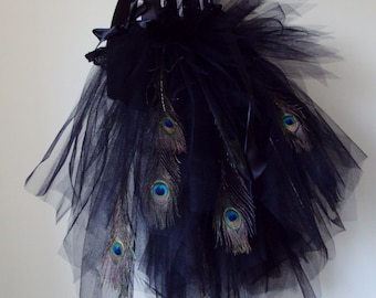 Black Peacock Feather Burlesque  Bustle Belt size U S. and Uk. All sizes available at checkout