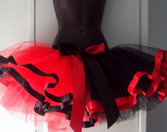 Red  Black Harlequin tutu skirt Burlesque size U.S. 4 - 10 U.K. 6 - 12