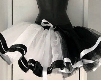 Black White Harlequin tutu skirt Burlesque Halloween all sizes available.