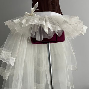 Cream with Cream Lace Trim Burlesque Bustle Tutu Skirt image 4