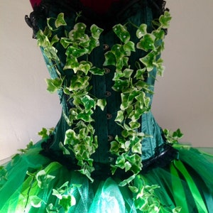 Poison Ivy Katy Perry inspired Burlesque Tutu Skirt and Corset with Silk Ivy Leaves Please chose size at checkout image 3