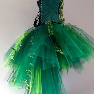 Poison Ivy Katy Perry inspired Burlesque Tutu Skirt and Corset with Silk Ivy Leaves Please chose size at checkout image 5