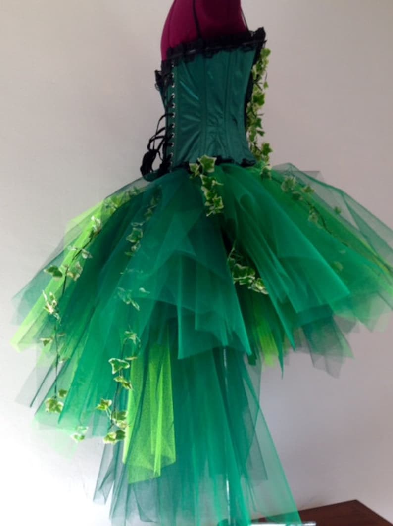 Poison Ivy Katy Perry inspired Burlesque Tutu Skirt and Corset with Silk Ivy Leaves Please chose size at checkout image 5