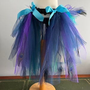 Girls Child Burlesque French Navy Blue Purple Peacock Feathers Tutu Bustle Belt image 5