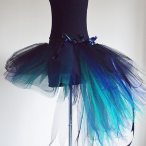 Burlesque Peacock Tutu Skirt Bustle Black Green French Navy all sizes available .
