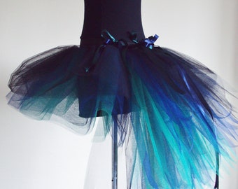 Burlesque Peacock Tutu Skirt Bustle Black Green French Navy all sizes available .