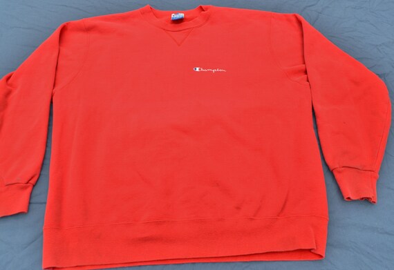 90’s Vintage Champion R/W Sweat Shirt:XL Buy 90's Champion Classic Red Long Sleeve Sweatshirt T-shirt Size