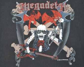 1986 Megadeth Tour Shirt Vintage Two Sided T-Shirt Size L 50/50 Tee Shirt Rocker Dio Iron Maiden Metallica Slayer Dave Mustaine