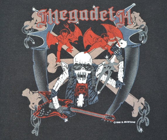 1986 Megadeth Tour Shirt Vintage Two Sided T-shirt Size L 50/50