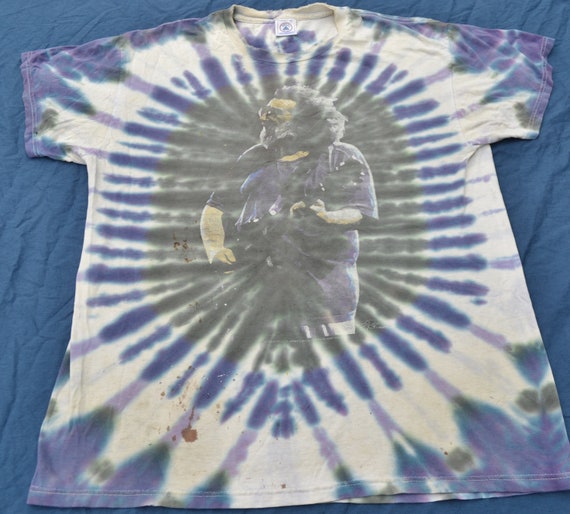 Thrashed 1996 Jerry Garcia Tie Dye Grateful Dead Shirt Size Large
