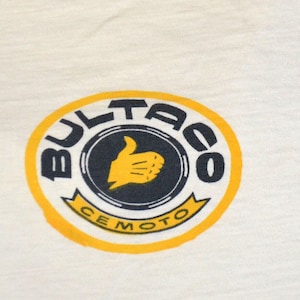 60&#39;s Champion Tag Bultaco Racing T-Shirt Vintage Original Size M Biker Motorcycle 100% Cotton