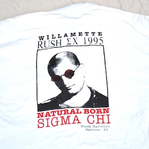 1995 Natural Born Killers Sigma Chi Willamette University Shirt Size XL T-Shirt Collage Woody Harrelson Punk Movie Cult 90&#39;s Vintage Oregon