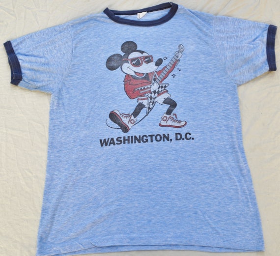 70's 80's Mickey Mouse Washington D.C. Ringer Blue - Etsy