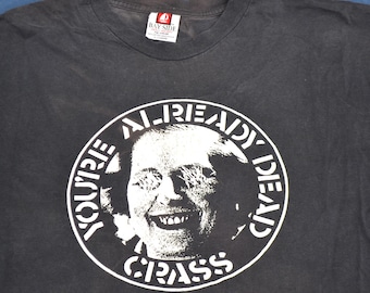 90's Crass "You're Already Dead" Shirt Size XL Crust Anarcho Punk Rock T-Shirt War Peace Band Vintage Y2K