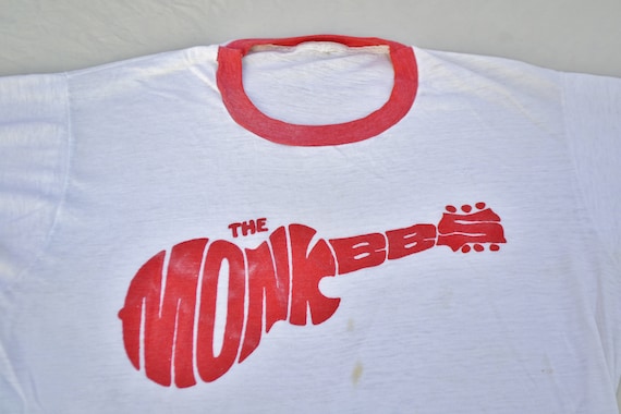 70's The Monkeys Ringer Shirt T-Shirt Size L Rock