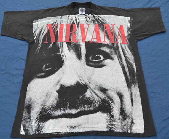 Rare 90's Nirvana Shirt Size L T-shirt Kurt Cobain Rock Tee