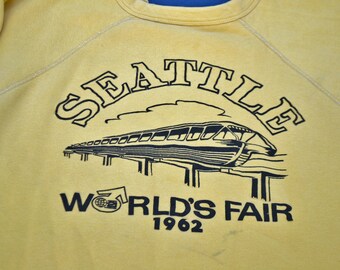 1962 Seattle Welten Messe Sweatshirt Shirt 60er Jahre Größe L T-Shirt Wissenschaft Zukunft Technologie Sci-Fi Collage Raum Nadel