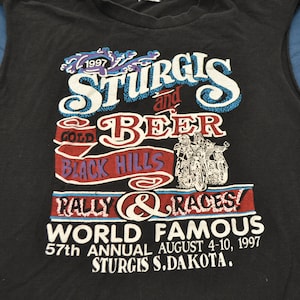 Sleeveless 1997 Sturgis Harley Davidson T-Shirt Original L Motorcycle Biker 90&#39;s Hell&#39;s Angels Gang Vintage