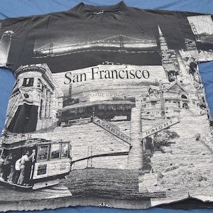 90&#39;s Haight Ashbury San Francisco All Over Print Shirt Grateful Dead Size XL Stoner T-Shirt Jerry Garcia Grateful Dead Hippie