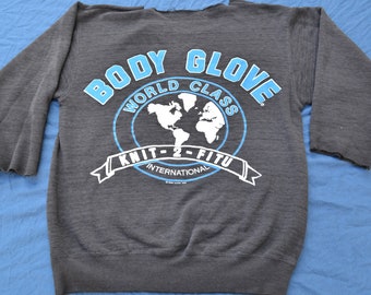 1988 Body Glove Gym Sweatshirt Cropped Surf Beach Longsleeve Shirt Vintage Size L 80's Tee T-Shirt Summer Fun Beach Body Glove Water Sports