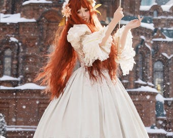 Ivoorkleurige rococo-parasol met kant, Victoriaanse paraplu met roze saliekwastje, bruiloftparasol in Marie Antoinette-stijl, Shabby Chic Tea Party-accessoire