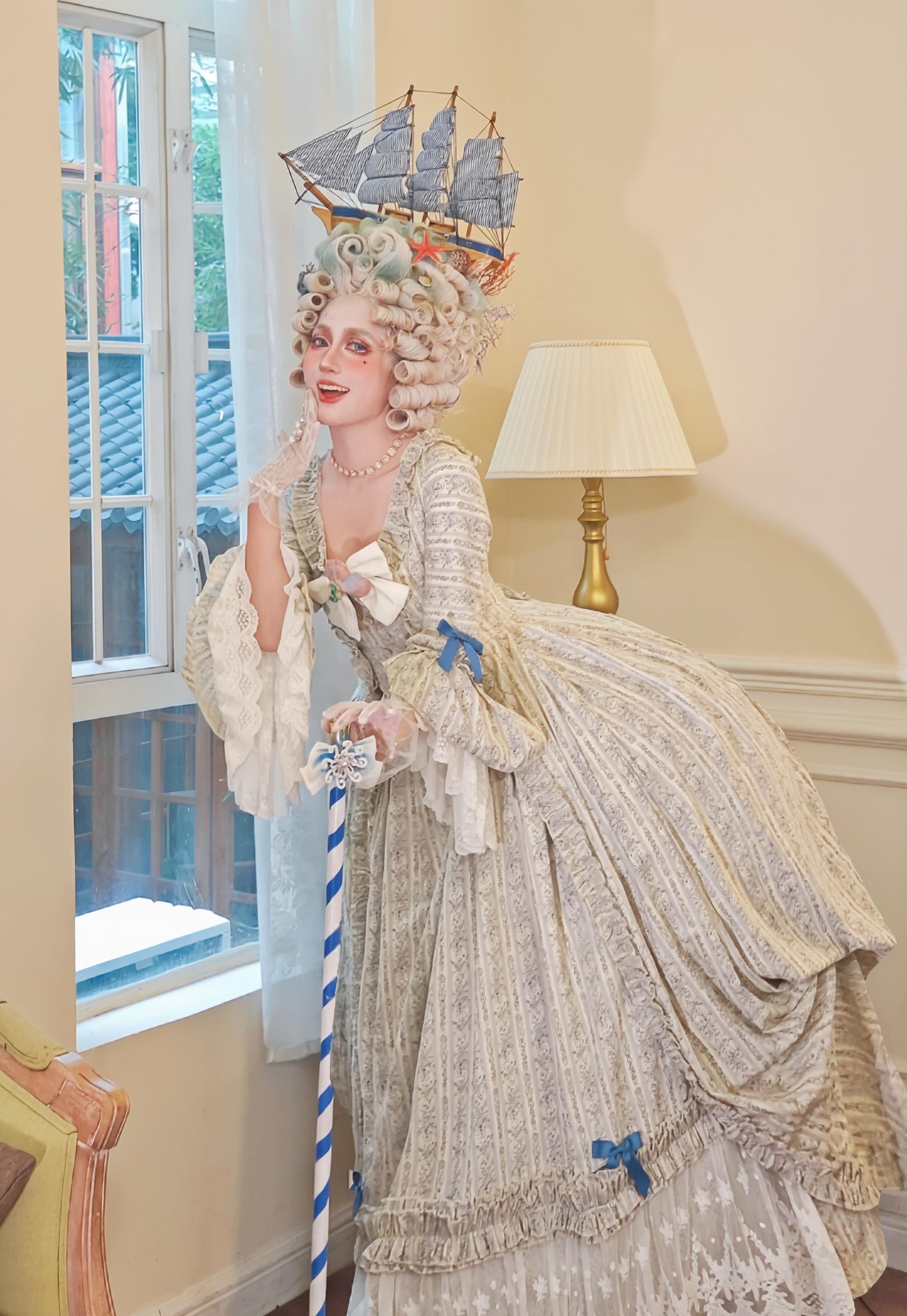 18th century blue dress 18th Century Dress in Blue and Cream(£70.00 HIRE ONLY) – Mad World Fancy  Dress