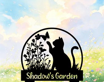 Custom Cat Garden Decor, Personalized Cat Memorial Gift, Cat Grave Marker for Outdoor, Metal Yard Art, Cat Lover Gift