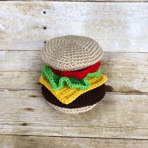 Crochet Hamburger Play Food Amigurumi Cheeseburger Crochet Pretend Food Kitchen Crochet Food Play Amigurumi Food Pretend Play Toy Food