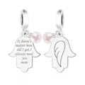 925 Sterling Silver Mom Memorial Charm, Angel Wing Hand of Fatima Charm, Mother Remembrance Pendant for Pandora Bracelets, Sympathy Gift product logo