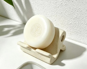 Spiral Soap Dish Self Draining – Handmade Ceramic Soap Holder with Grooves, Swirl Design for Bathroom Sink or Kitchen Sponge Rest
