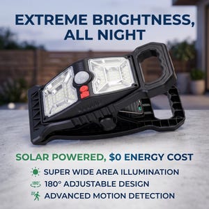 Foco solar con clip superbrillante, con sensor de movimiento para exteriores, 3 modos, resistente al agua, inalámbrico para patio y garaje.