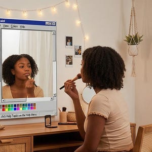 Retro MS Paint Spiegel, Y2K Computer Bildschirm Eitelkeit, 90er Jahre Nostalgie Raumdekor