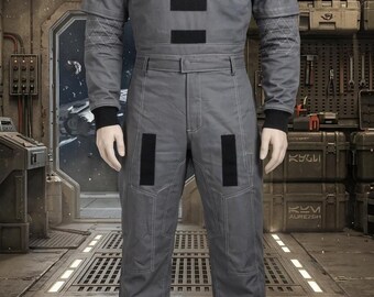 Grey Bounty Hunter Flight Suit - Custom Beskar Cosplay Outfit - 3-Piece Mandalorian Inspired Costume Set