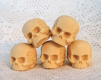 5 Human Skull 1:12 scale Resin Cabochon Gothic Goth Skull Ivory 5 PIECES Human Skull Miniature 20x23mm - 5 PIECES - SMALL