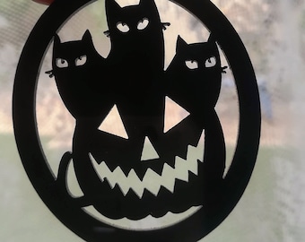 Halloween Pendant charms Ornament Lasercut Acrylic gothic goth Halloween Spooky 2 Pieces Pumpkin Cat Black