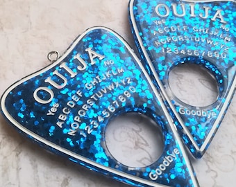 Ouija Pendant Ouija Charm Ouija Planchette Resin Charm Glitter  Blue Resin pendant 2 pieces  CHARM OUIJA PENDANT