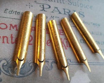 VINTAGE DIP PEN Vulpen pen nibs antieke gouden 10 stuks!
