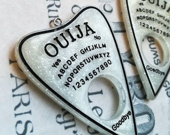 Ouija Pendant Ouija Charm Ouija Planchette Resin Charm Glitter GlitterWhite Resin pendant 2 pieces CHARM OUIJA PENDANT