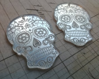 Sugar Skull Pendant charms Lasercut Acrylic Sugarskull gothic goth punk day of the dead 2 pieces with 1 hole at the top