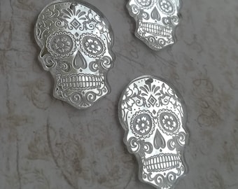 Sugar Skull Pendant charms Lasercut Acrylic Sugarskull gothic goth punk day of the dead 3 pieces with 1 hole at the top