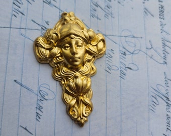 Nouveau lady goddess ornament - Brass