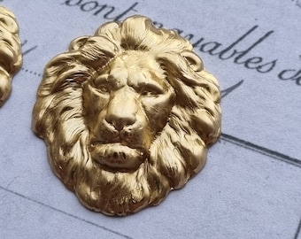 Lion Head Brass Stampings: Steampunk Ornament, Game Thrones Inspired (3 PIECES)