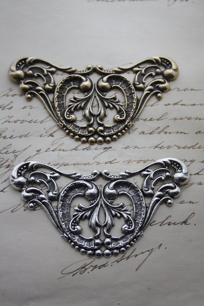Filigree Large Ornament Connector Brass Antiqued Gold Bronze Stamping…