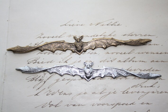 Silver or Brass Bat Stamping Jewelry making Scrapbook Vampire Dracula…